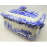 Large Spode Italian rectangular bread bin and cover, with black mark to base,