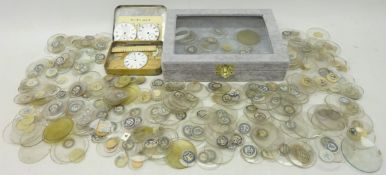 Large quantity of 'new old stock' pocket watch replacement glass domes, most with original labels,