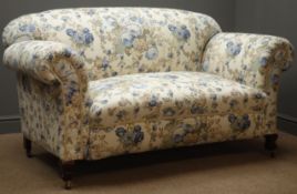 Edwardian beech framed two seat drop-end settee,