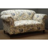 Edwardian beech framed two seat drop-end settee,