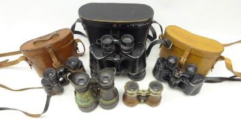 Pair of Negretti & Zambra Valkyron x7 30m/m binoculars in calf leather case and four other pairs of