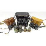 Pair of Negretti & Zambra Valkyron x7 30m/m binoculars in calf leather case and four other pairs of