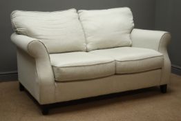 Sahara two seat sofa, upholstered in 'DENBIGH - ECRU' fabric, square tapering legs,