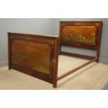 Chinese style hardwood bedstead, panelled head and footboard,