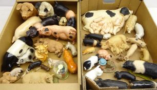 Collection of pig models including; two ceramic 'Cooper Craft', porcelain Royal Dux,