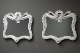Pair small wall mirrors in ornate swept frames,