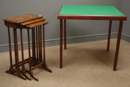 Early to mid 20th century nest of three walnut tables,