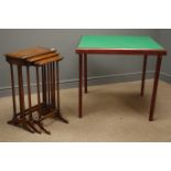 Early to mid 20th century nest of three walnut tables,