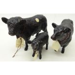 Border Fine Arts family of Galloway cattle comprising bull,