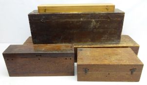 Five wooden instrument boxes,