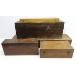 Five wooden instrument boxes,