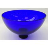 Gillies Jones of Rosedale blue footed glass bowl,