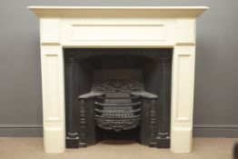 'Stovax' William IV style cast iron black finish fire inset with hob grates and a 20th century