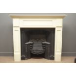 'Stovax' William IV style cast iron black finish fire inset with hob grates and a 20th century