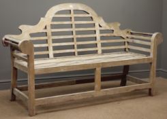 Lutyens style teak garden bench, W167cm Condition Report <a href='//www.