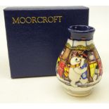 Moorcroft Christmas pattern vase 'Snowman's Greeting',