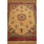 Early 20th century Chinese carpet, floral medallion,