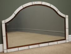 Stained and leaded glass shaped arch top mirror,