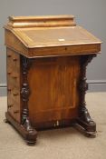 Victorian walnut inlaid davenport,