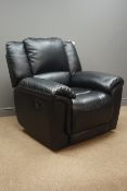 Reclining armchair upholstered in black leather,