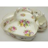 Hammersley strawberry and cream set tray, with cream jug,