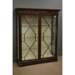 19th century and later mahogany display cabinet, projecting cornice, astragal glazed doors,