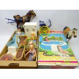 Collection of Sindy Dolls and accessories including; horse and cart, swimming pool,