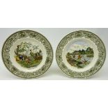 Pair of Mason's Angling Series plates entitled 'Taking a Fly & Digging for Bait' D26cm (2)