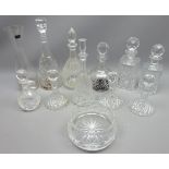 Set of three crystal liqueur decanters, crystal decanter, probably Waterford, Dartington Karaf,