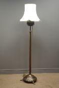 Late 19th century bronzed converted standard lamp with oil reservoir,