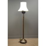 Late 19th century bronzed converted standard lamp with oil reservoir,