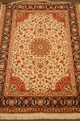 Persian Kashan design beige and red ground rug/wall hanging,