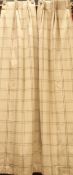 Pair thermal lined curtains, cream ground with checkered pattern, W190cm,