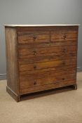 Late Victorian ash chest with two short and three long drawers, plinth base, W107cm, H107cm,