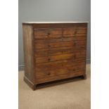 Late Victorian ash chest with two short and three long drawers, plinth base, W107cm, H107cm,