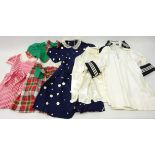 Collection of American 1950's children's hand sewn dresses including a polka-dot taffeta dress,