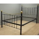 Victorian style 4" 6' cast iron black and brass finish double bedstead,