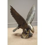 Bronzed finish cast iron eagle garden figure,