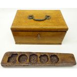 19th century treen chocolate mould, L27cm,