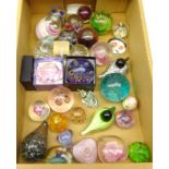 Over 30 paperweights, predominantly glass,