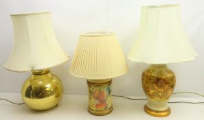 Hammered brass table lamp with shade,
