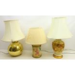 Hammered brass table lamp with shade,