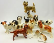 Collection of ceramic dogs including; Sylvac, Cooper Craft,