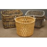 Two rectangular wicker baskets (W65cm, H44cm, D56cm, maximum measurement),