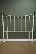 Victorian style metal head board for a double bed, white and brass finish,