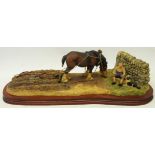 Border Fine Arts large limited edition group of a shire horse ploughing 'Ploughman's Lunch', No.