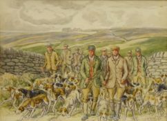 'Hunting on the Pennine Hills', watercolour signed by George Anderson Short (British 1856-1945),