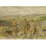 'Hunting on the Pennine Hills', watercolour signed by George Anderson Short (British 1856-1945),