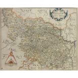 West Riding of Yorkshire, 17th century map engraved by William Hole, hand coloured,