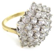 Large 9ct gold cubic zirconia cluster ring hallmarked Condition Report size S -
